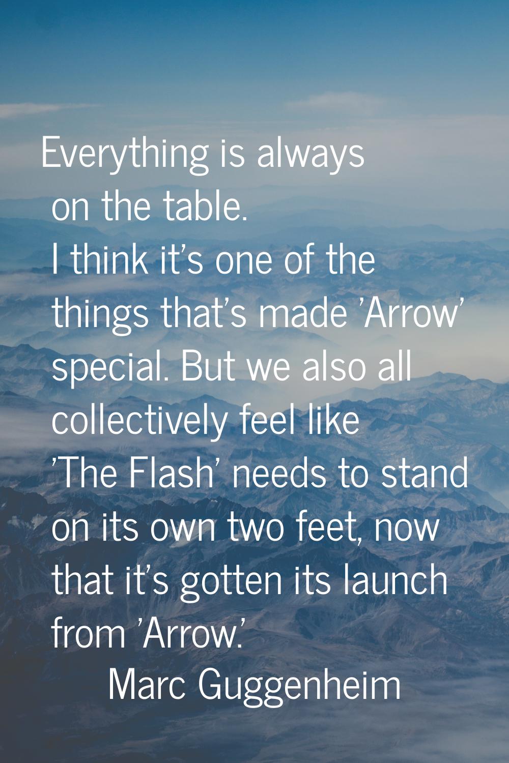Everything is always on the table. I think it's one of the things that's made 'Arrow' special. But 