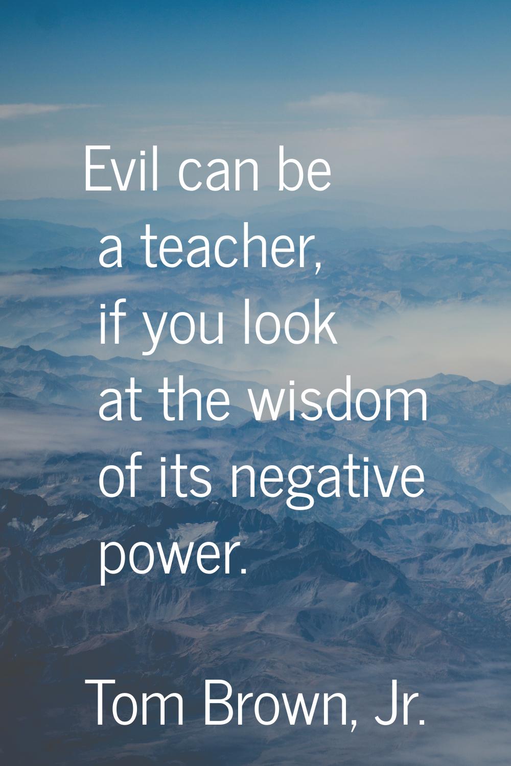 Evil can be a teacher, if you look at the wisdom of its negative power.