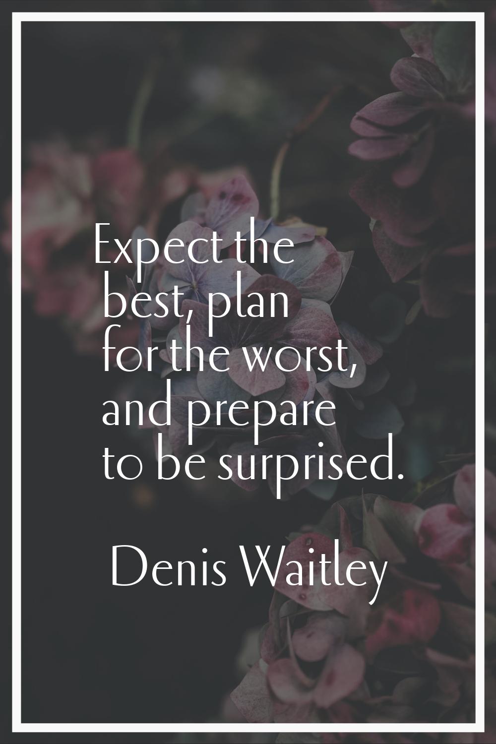 Expect the best, plan for the worst, and prepare to be surprised.