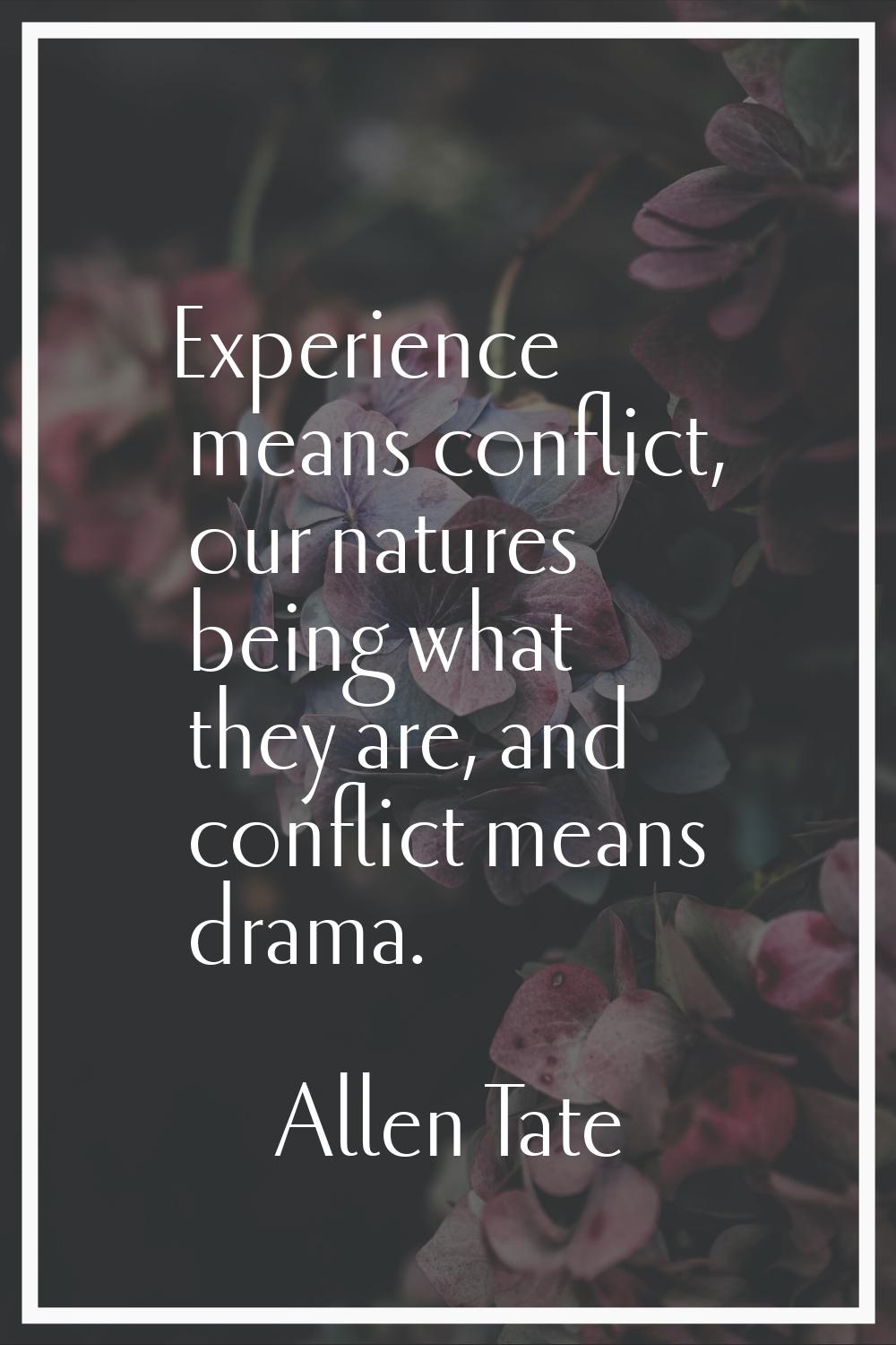 Experience means conflict, our natures being what they are, and conflict means drama.