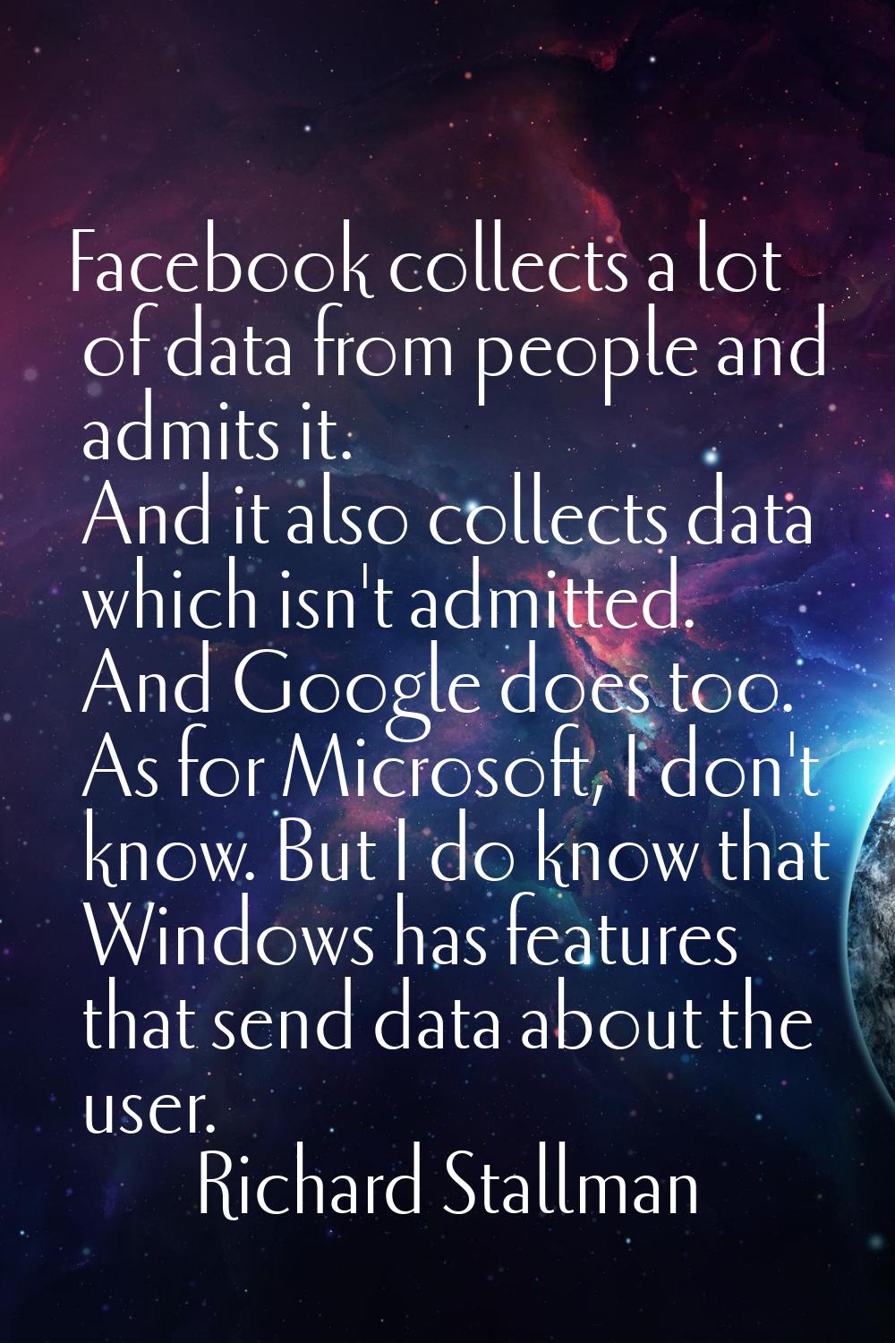 Facebook collects a lot of data from people and admits it. And it also collects data which isn't ad