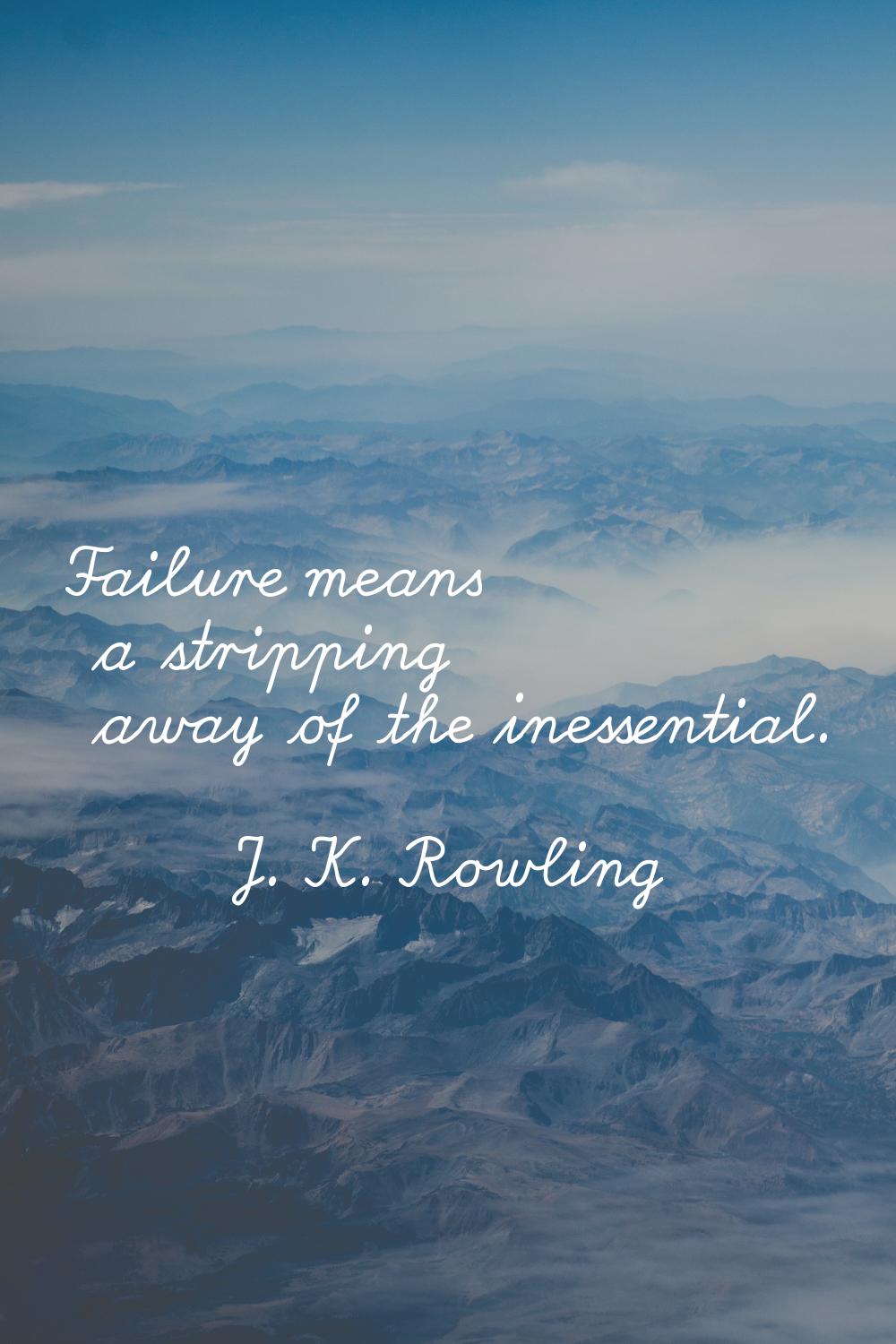 Failure means a stripping away of the inessential.