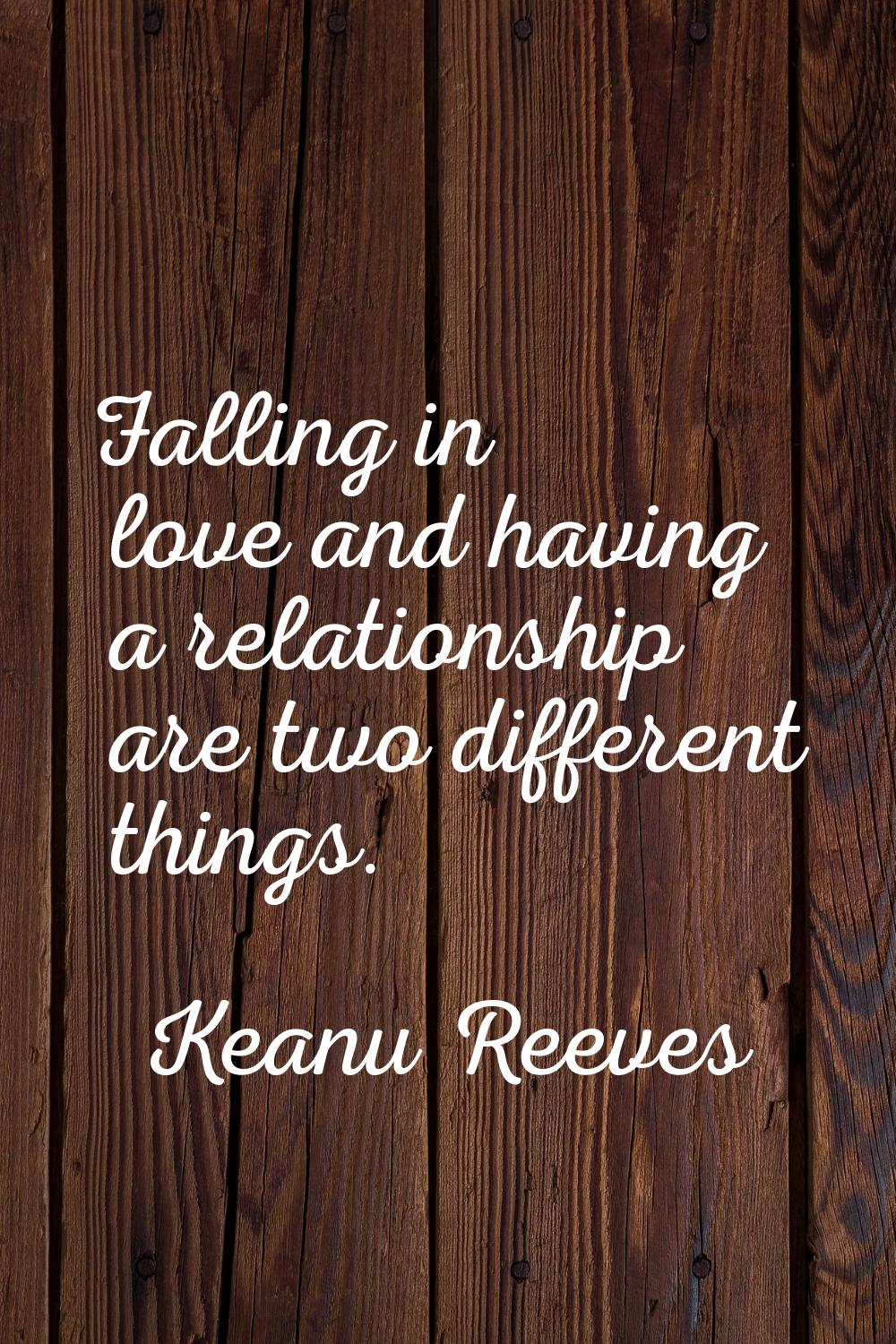 Falling in love and having a relationship are two different things.