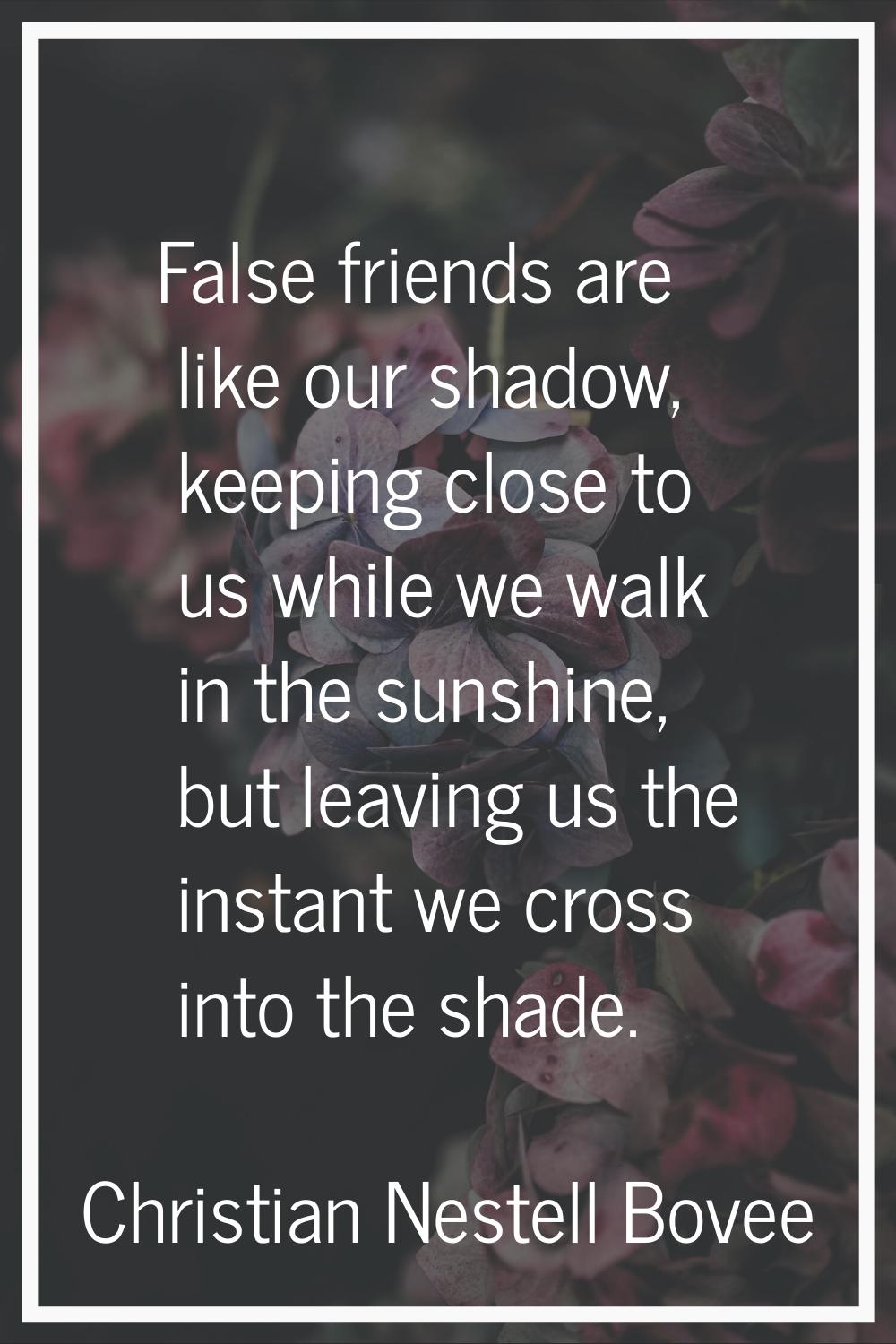 False friends are like our shadow, keeping close to us while we walk in the sunshine, but leaving u