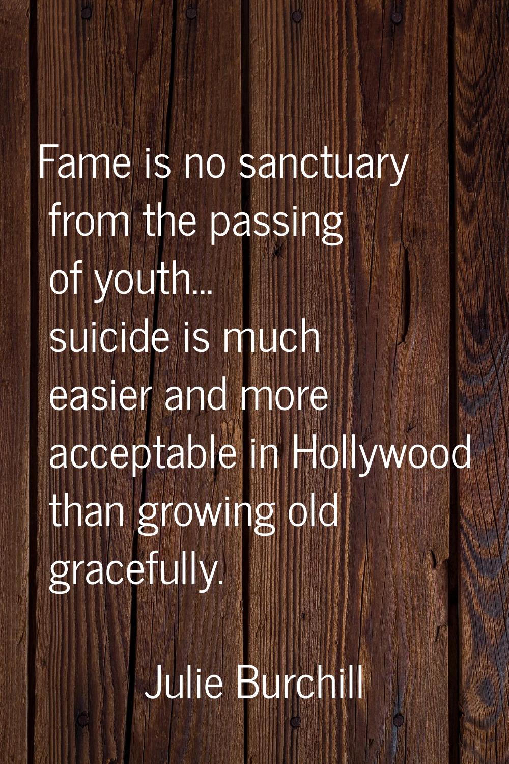 Fame is no sanctuary from the passing of youth... suicide is much easier and more acceptable in Hol
