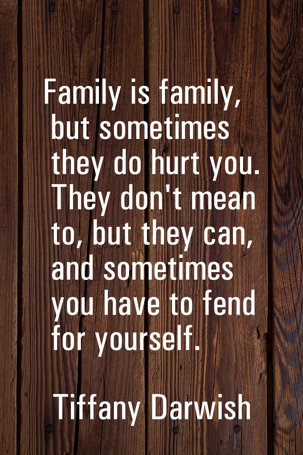 Family is family, but sometimes they do hurt you. They don't mean to, but they can, and sometimes y