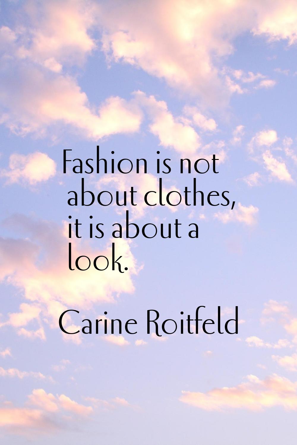 Fashion is not about clothes, it is about a look.