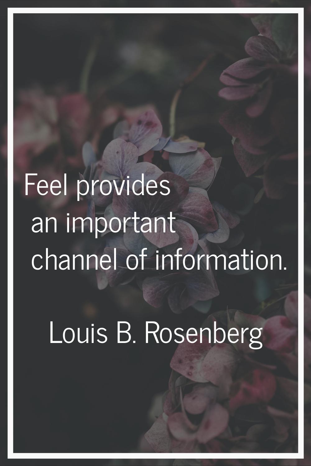 Feel provides an important channel of information.