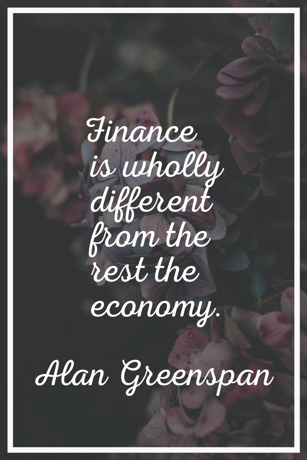 Finance is wholly different from the rest the economy.