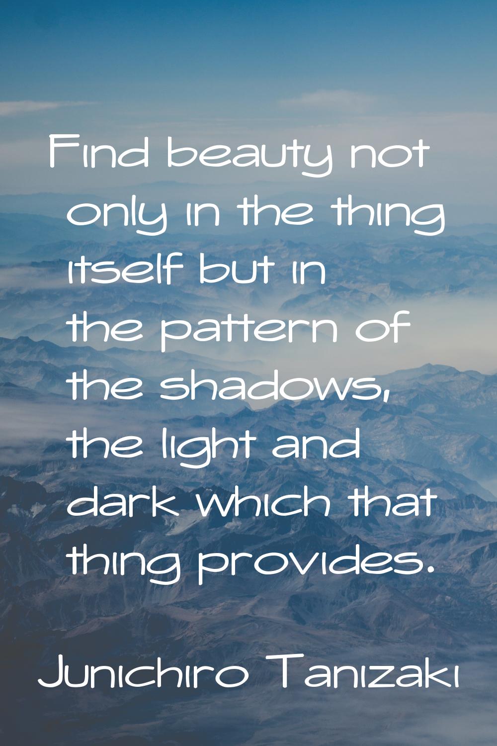 Find beauty not only in the thing itself but in the pattern of the shadows, the light and dark whic