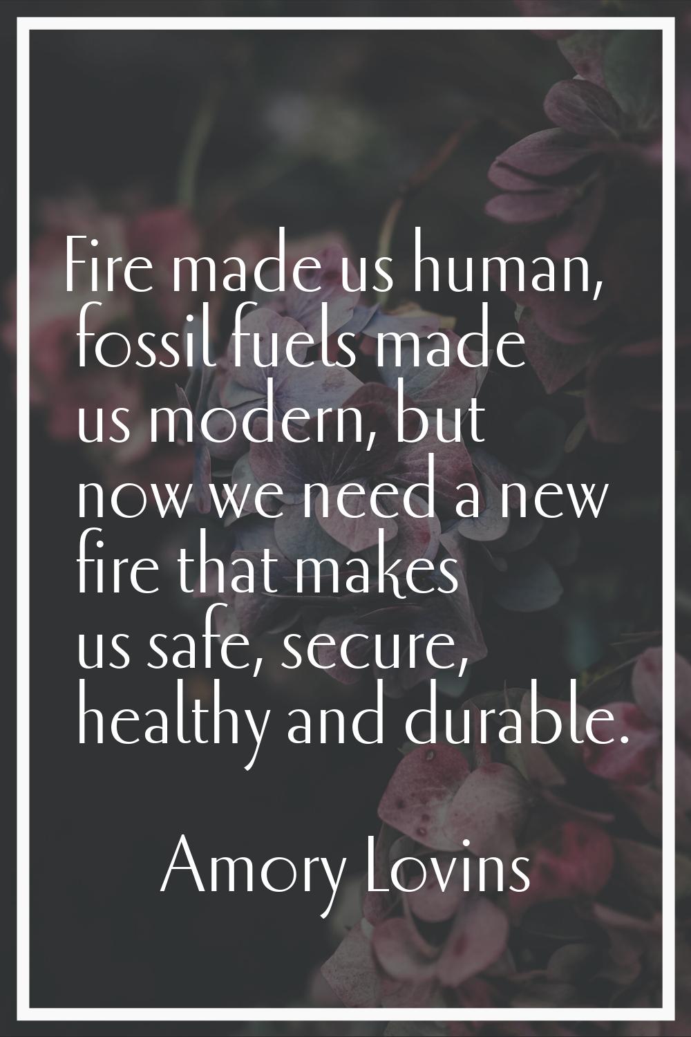 Fire made us human, fossil fuels made us modern, but now we need a new fire that makes us safe, sec
