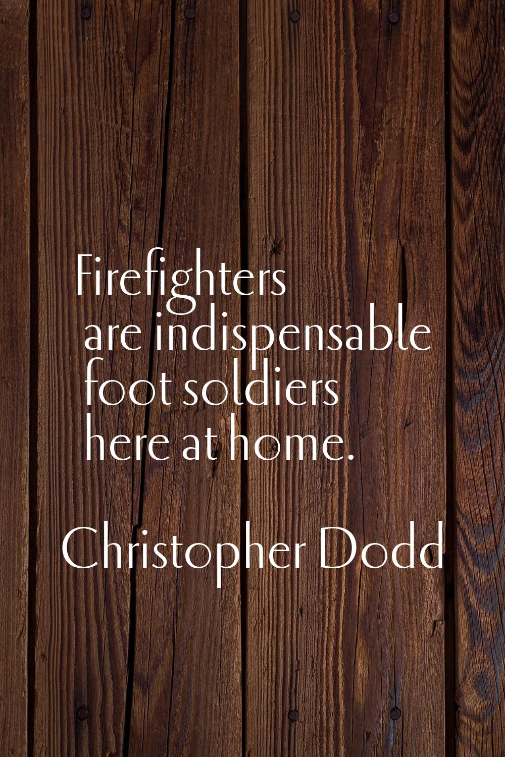 Firefighters are indispensable foot soldiers here at home.