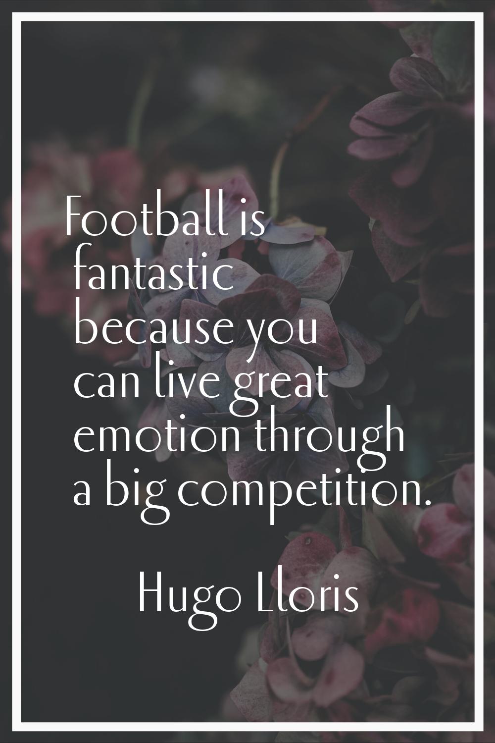 Football is fantastic because you can live great emotion through a big competition.