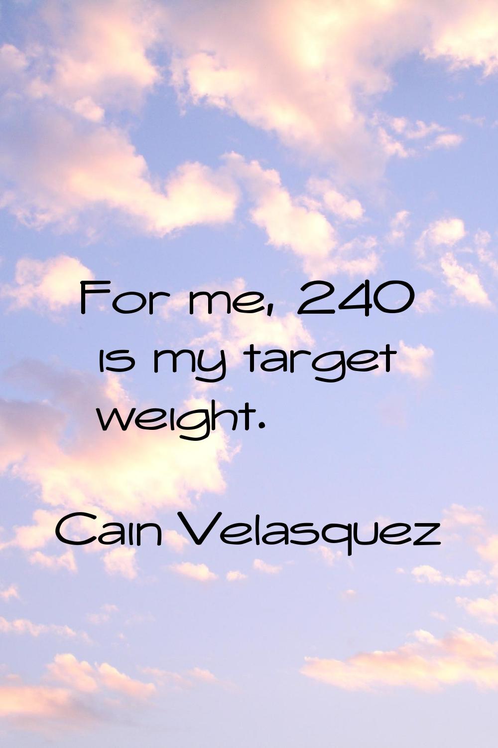 For me, 240 is my target weight.