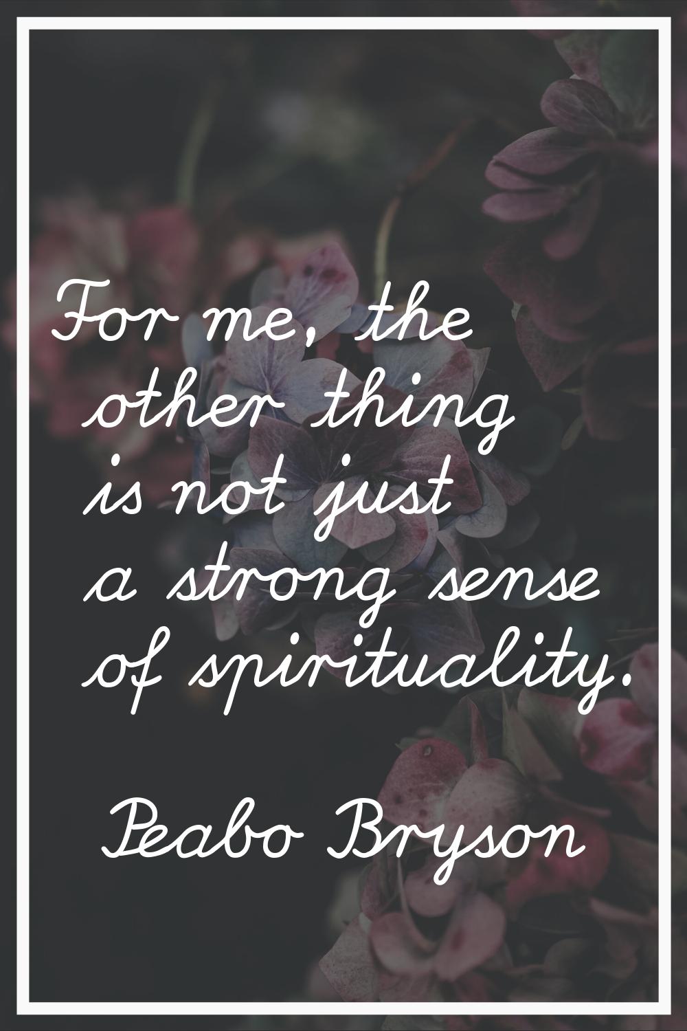 For me, the other thing is not just a strong sense of spirituality.