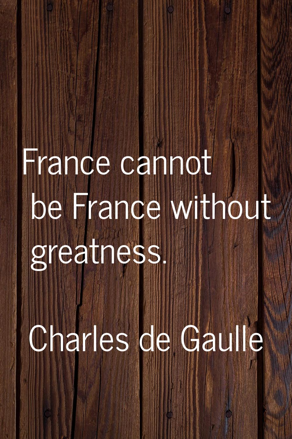France cannot be France without greatness.