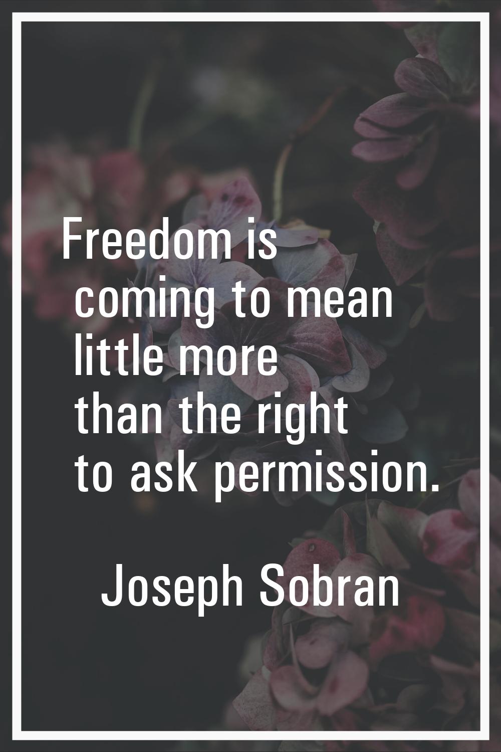 Freedom is coming to mean little more than the right to ask permission.