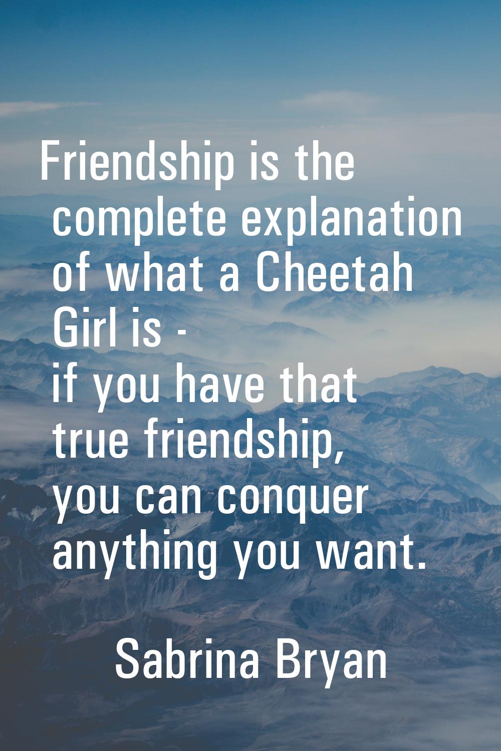 Friendship is the complete explanation of what a Cheetah Girl is - if you have that true friendship