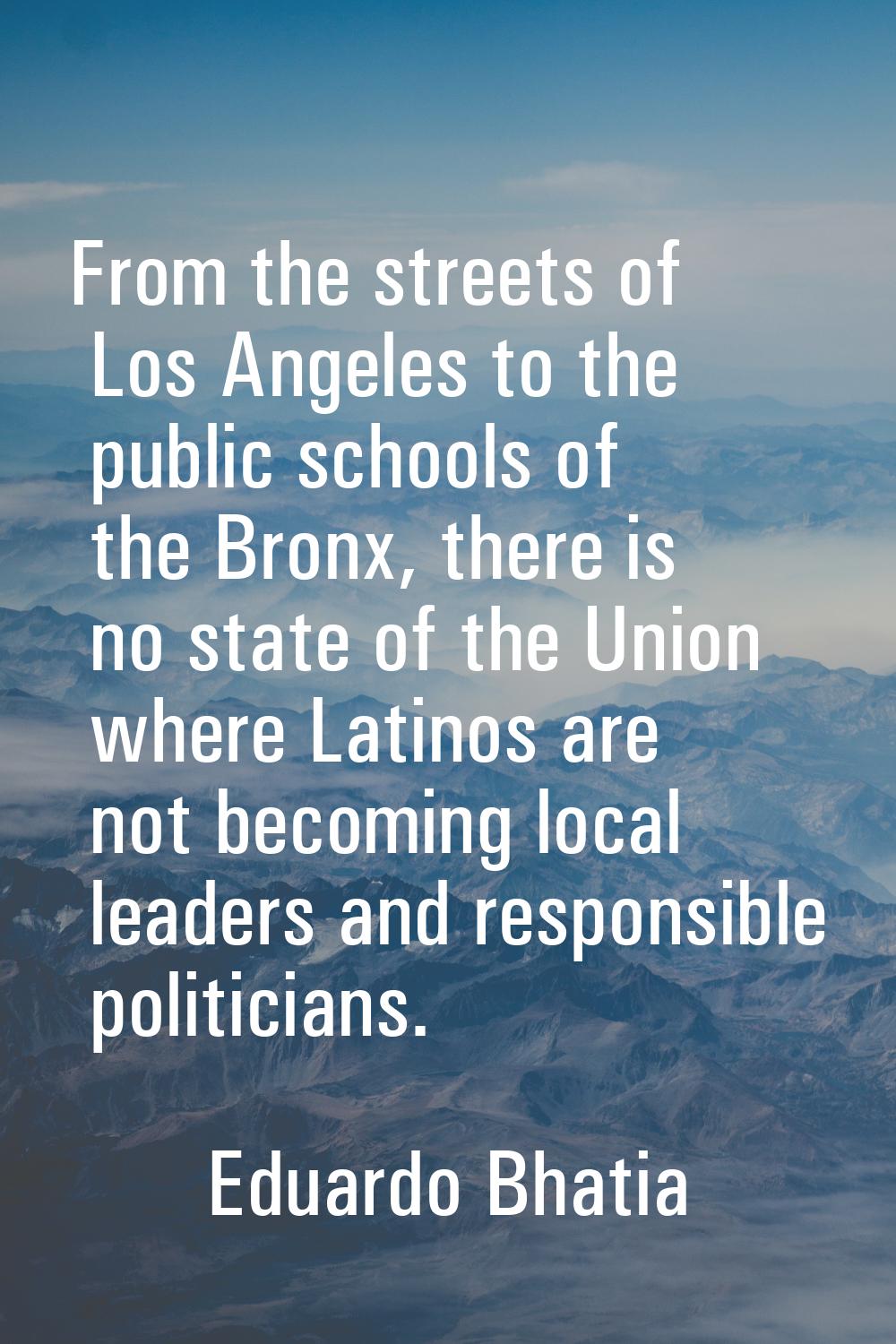From the streets of Los Angeles to the public schools of the Bronx, there is no state of the Union 