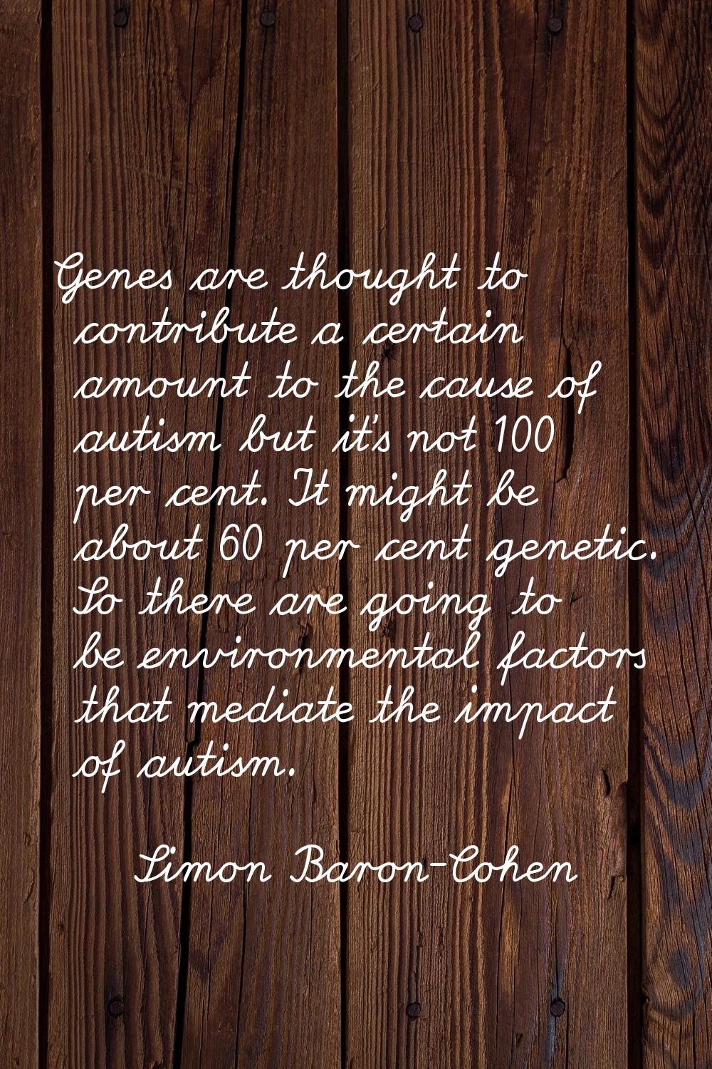 Genes are thought to contribute a certain amount to the cause of autism but it's not 100 per cent. 