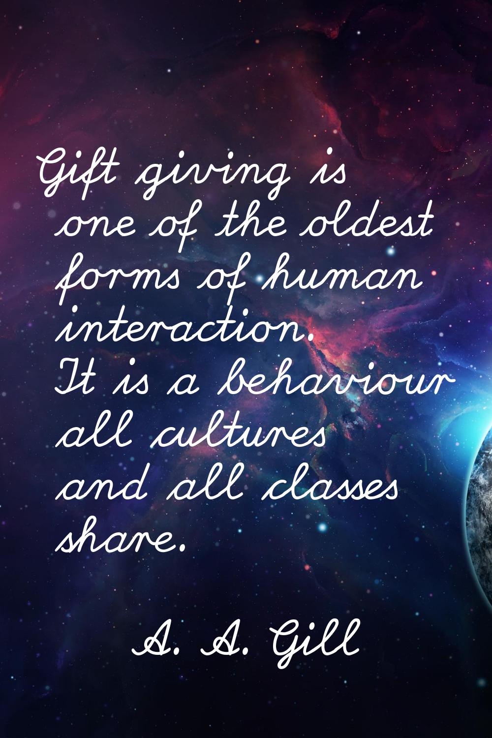Gift giving is one of the oldest forms of human interaction. It is a behaviour all cultures and all