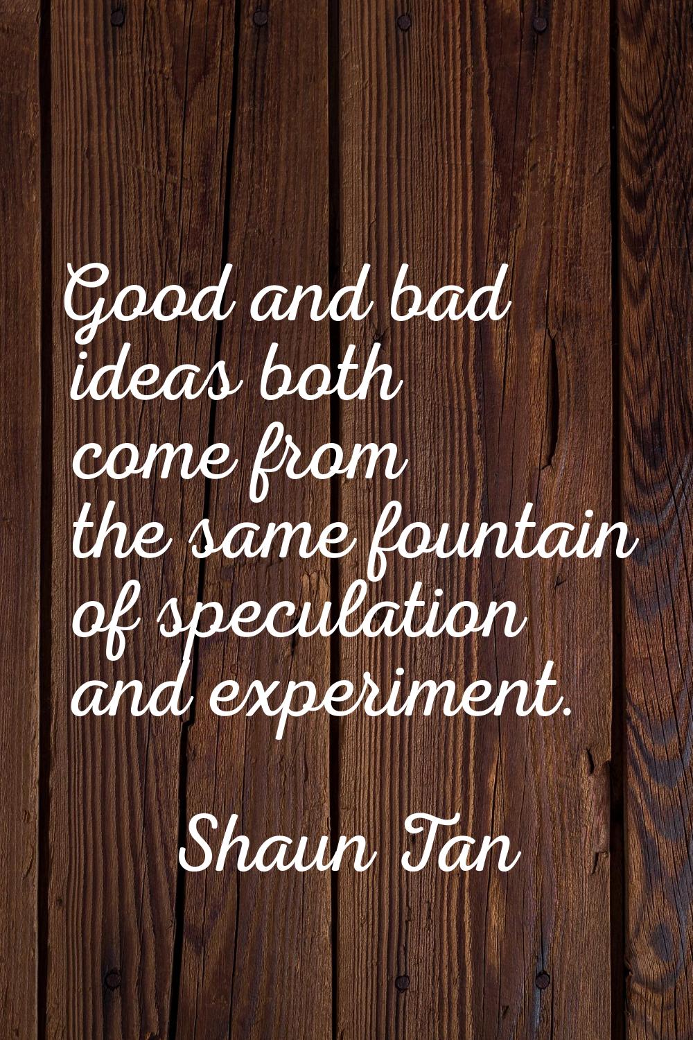 Good and bad ideas both come from the same fountain of speculation and experiment.