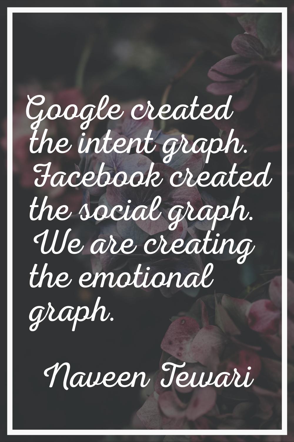 Google created the intent graph. Facebook created the social graph. We are creating the emotional g