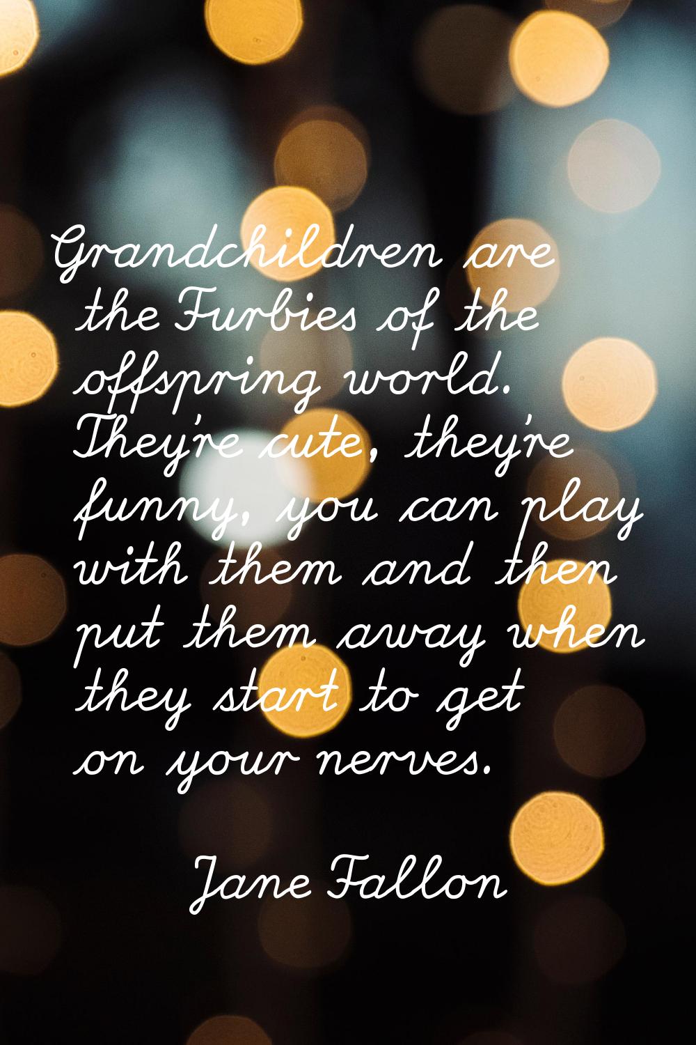 Grandchildren are the Furbies of the offspring world. They're cute, they're funny, you can play wit