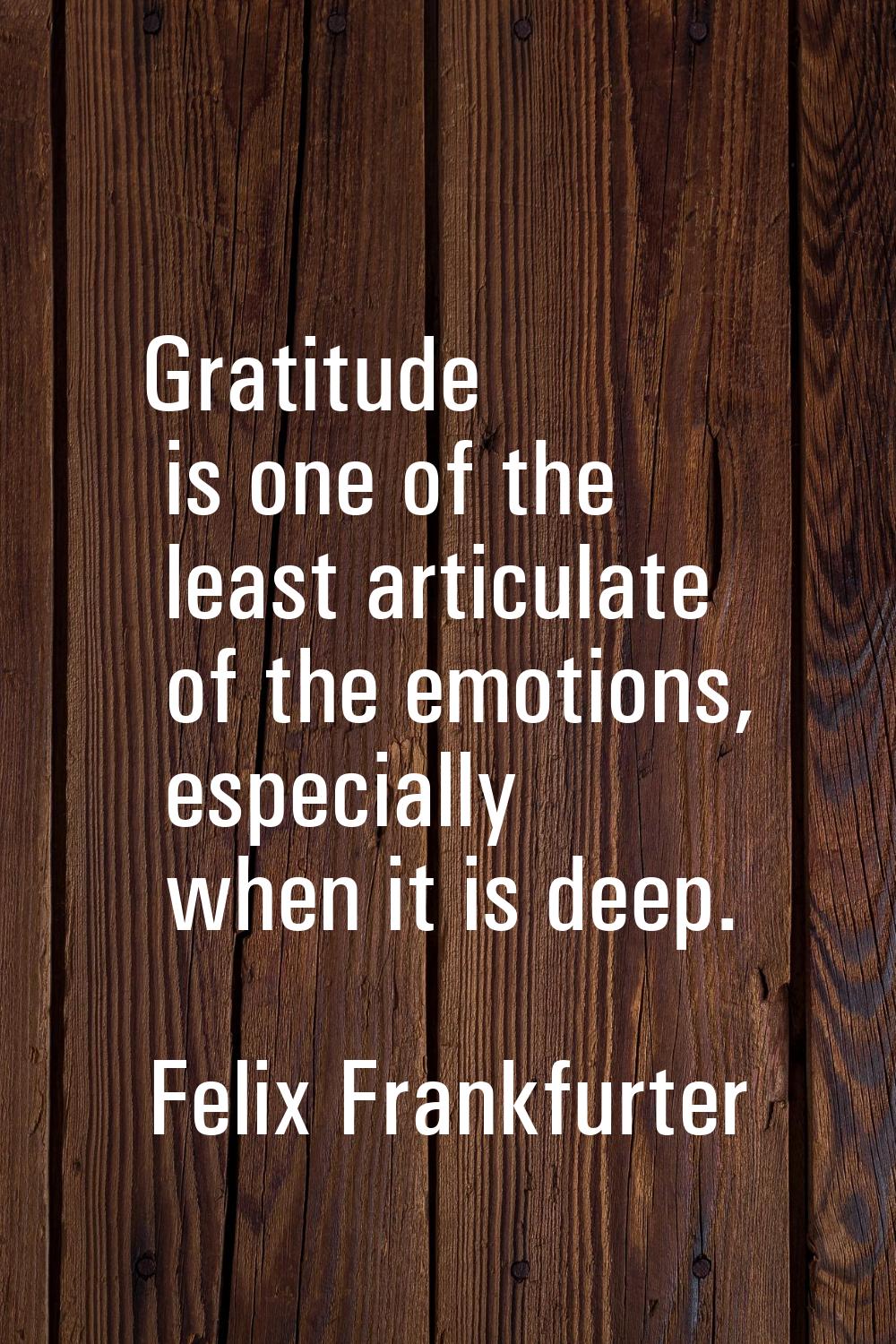Gratitude is one of the least articulate of the emotions, especially when it is deep.