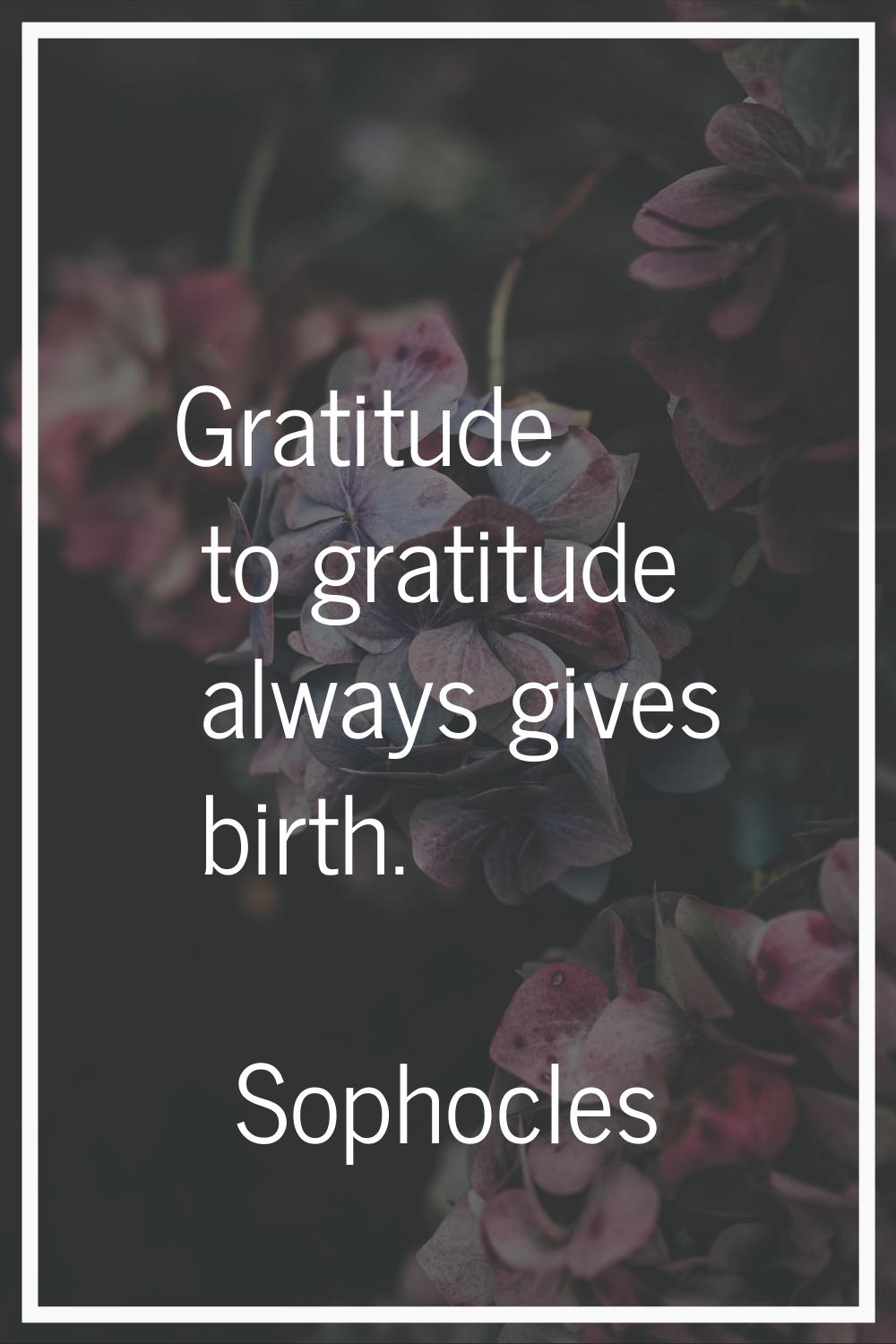 Gratitude to gratitude always gives birth.