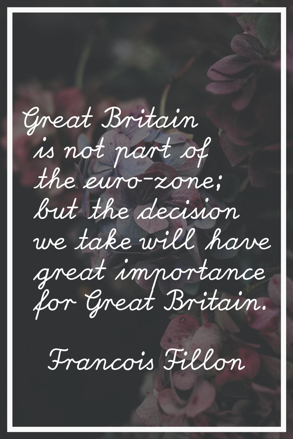 Great Britain is not part of the euro-zone; but the decision we take will have great importance for