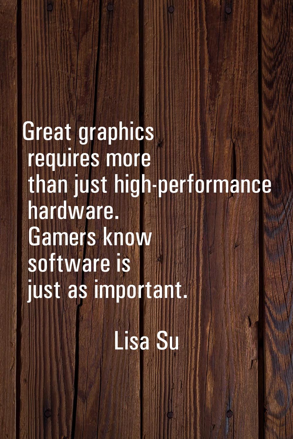 Great graphics requires more than just high-performance hardware. Gamers know software is just as i