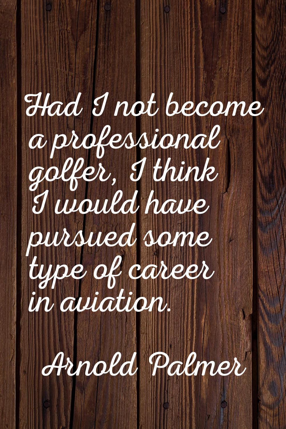 Had I not become a professional golfer, I think I would have pursued some type of career in aviatio