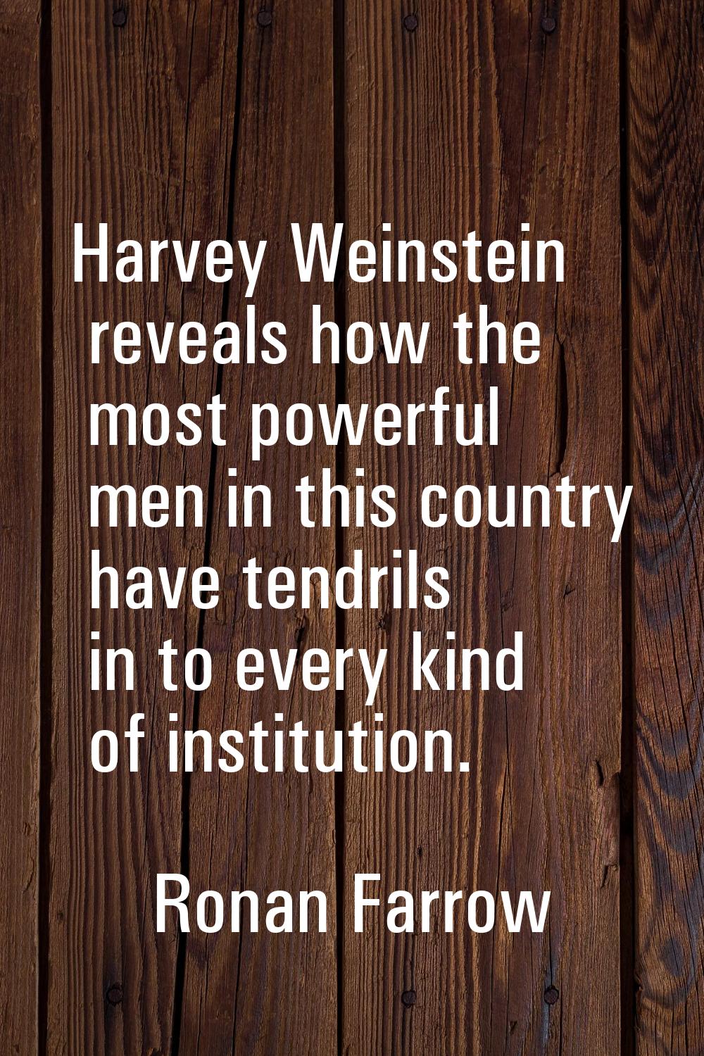 Harvey Weinstein reveals how the most powerful men in this country have tendrils in to every kind o