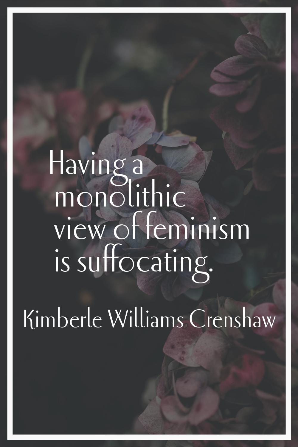 Having a monolithic view of feminism is suffocating.