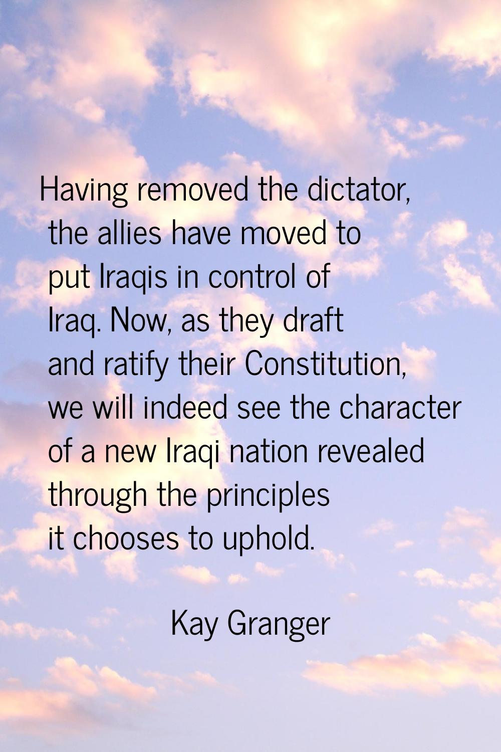 Having removed the dictator, the allies have moved to put Iraqis in control of Iraq. Now, as they d