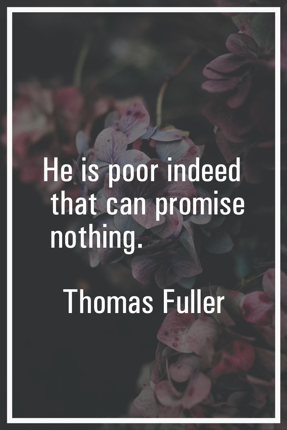 He is poor indeed that can promise nothing.