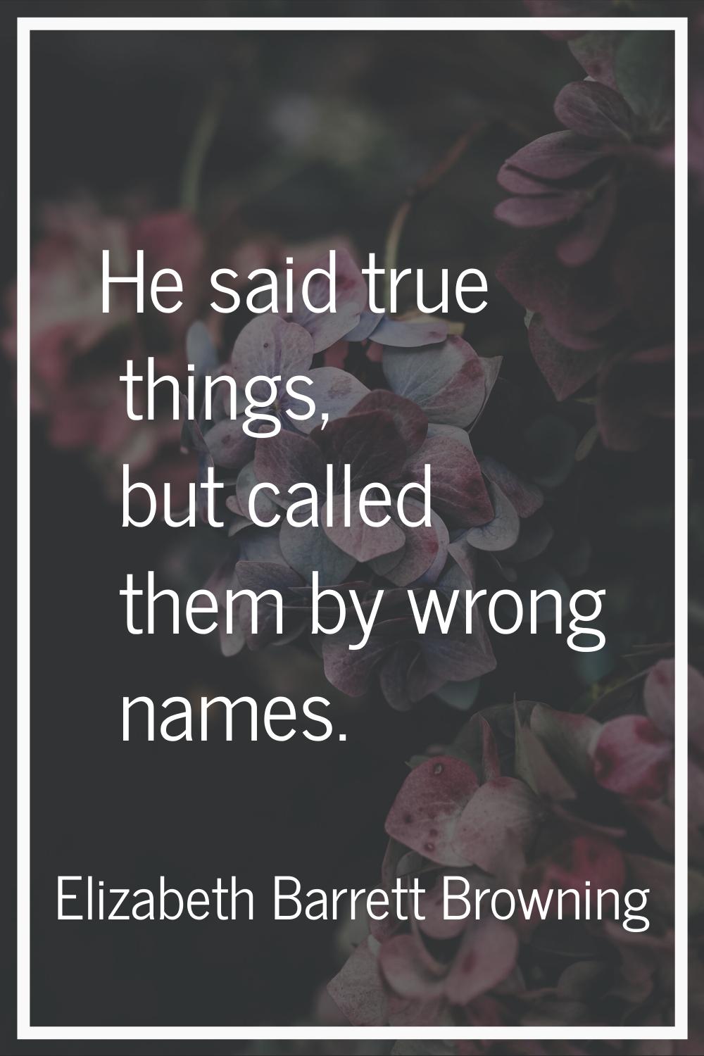He said true things, but called them by wrong names.