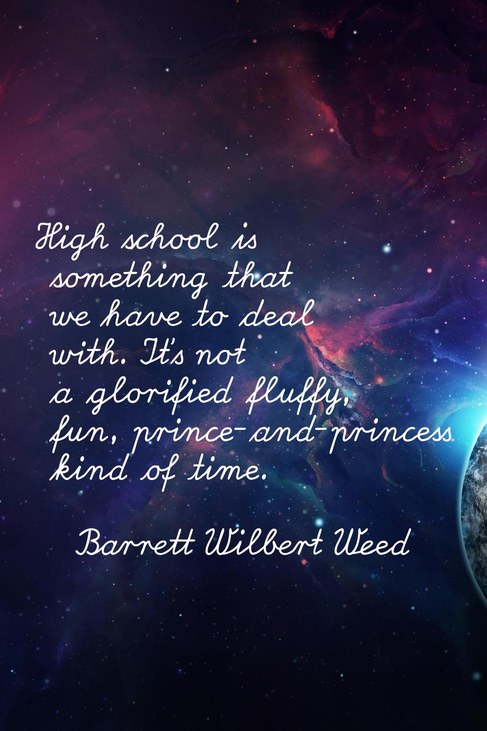 High school is something that we have to deal with. It's not a glorified fluffy, fun, prince-and-pr