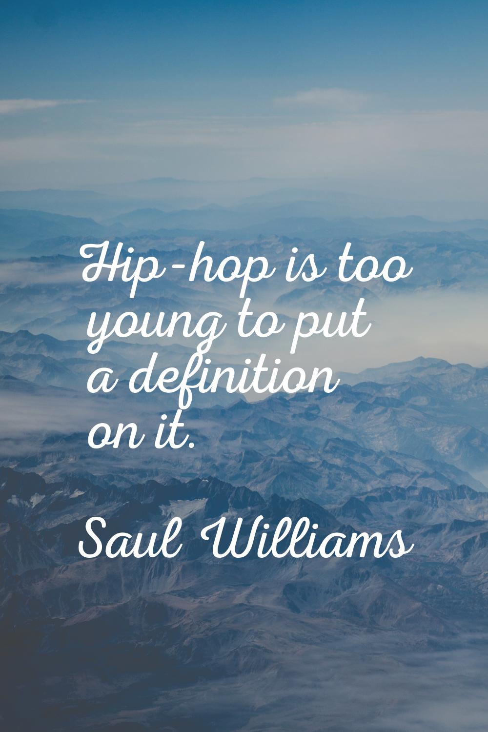 Hip-hop is too young to put a definition on it.