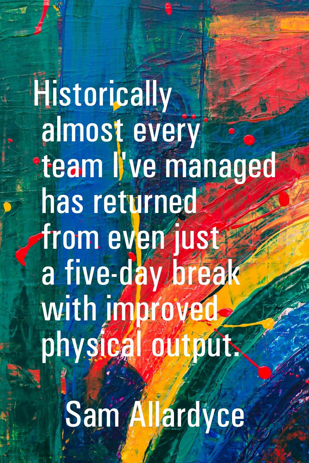Historically almost every team I've managed has returned from even just a five-day break with impro