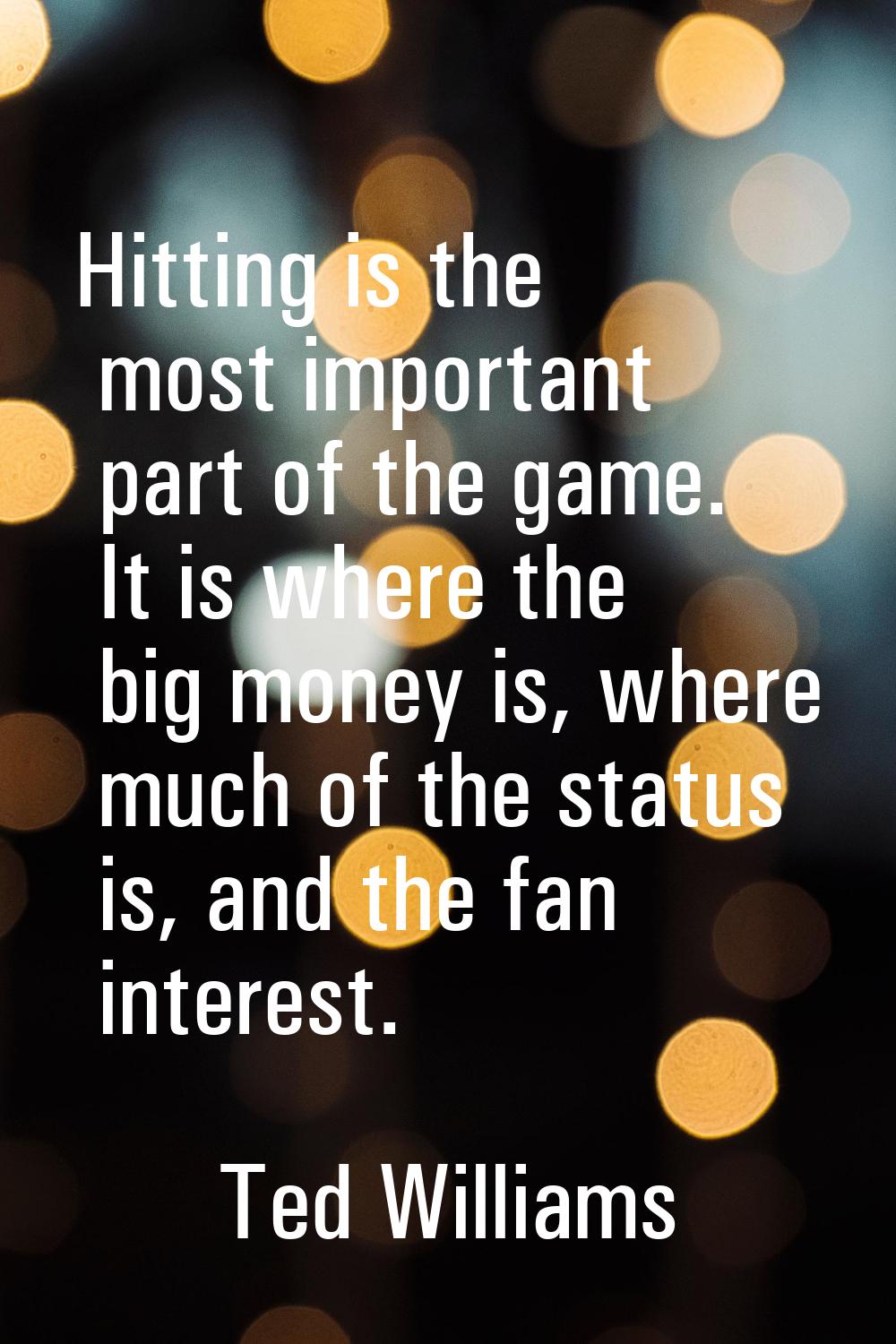 Hitting is the most important part of the game. It is where the big money is, where much of the sta