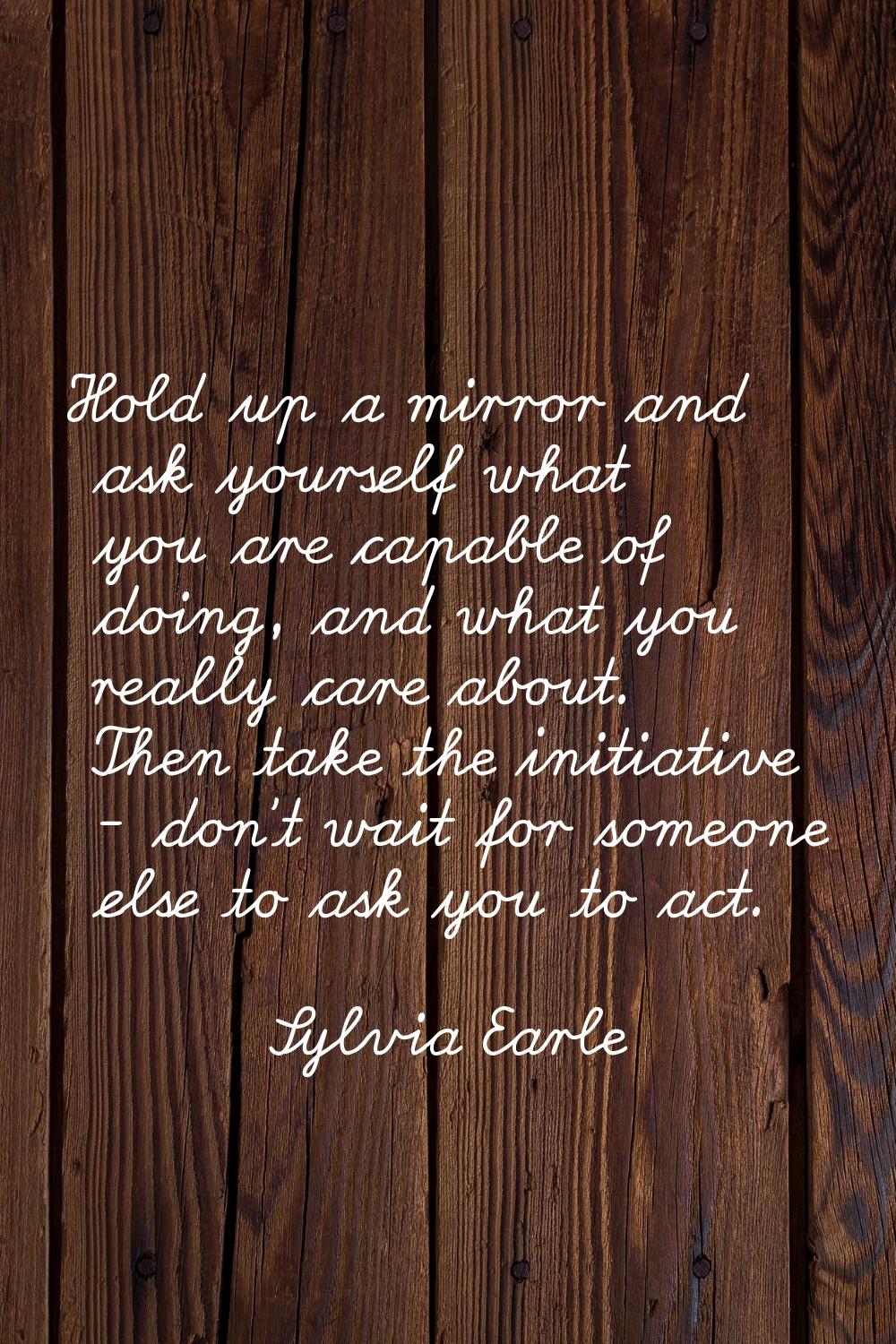 Hold up a mirror and ask yourself what you are capable of doing, and what you really care about. Th