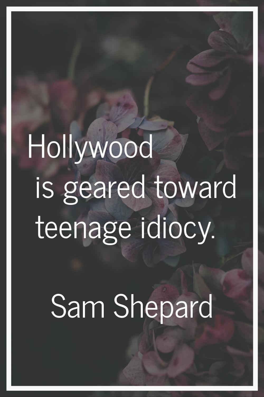 Hollywood is geared toward teenage idiocy.
