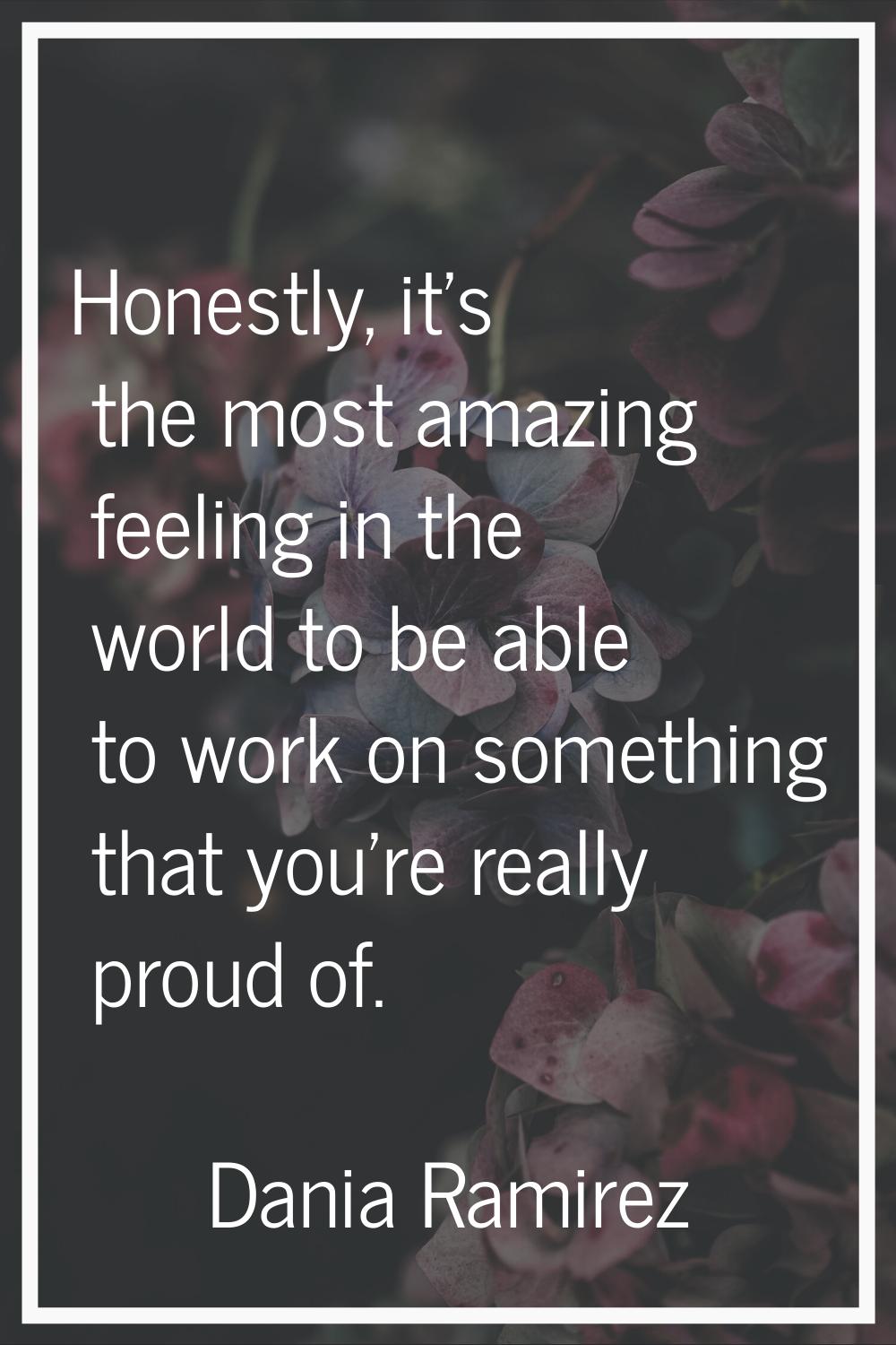 Honestly, it's the most amazing feeling in the world to be able to work on something that you're re