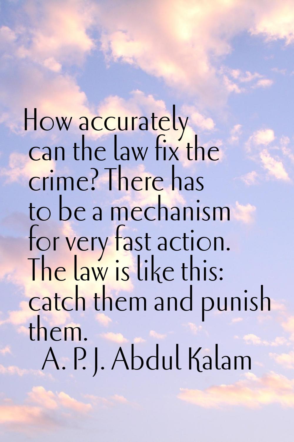 How accurately can the law fix the crime? There has to be a mechanism for very fast action. The law