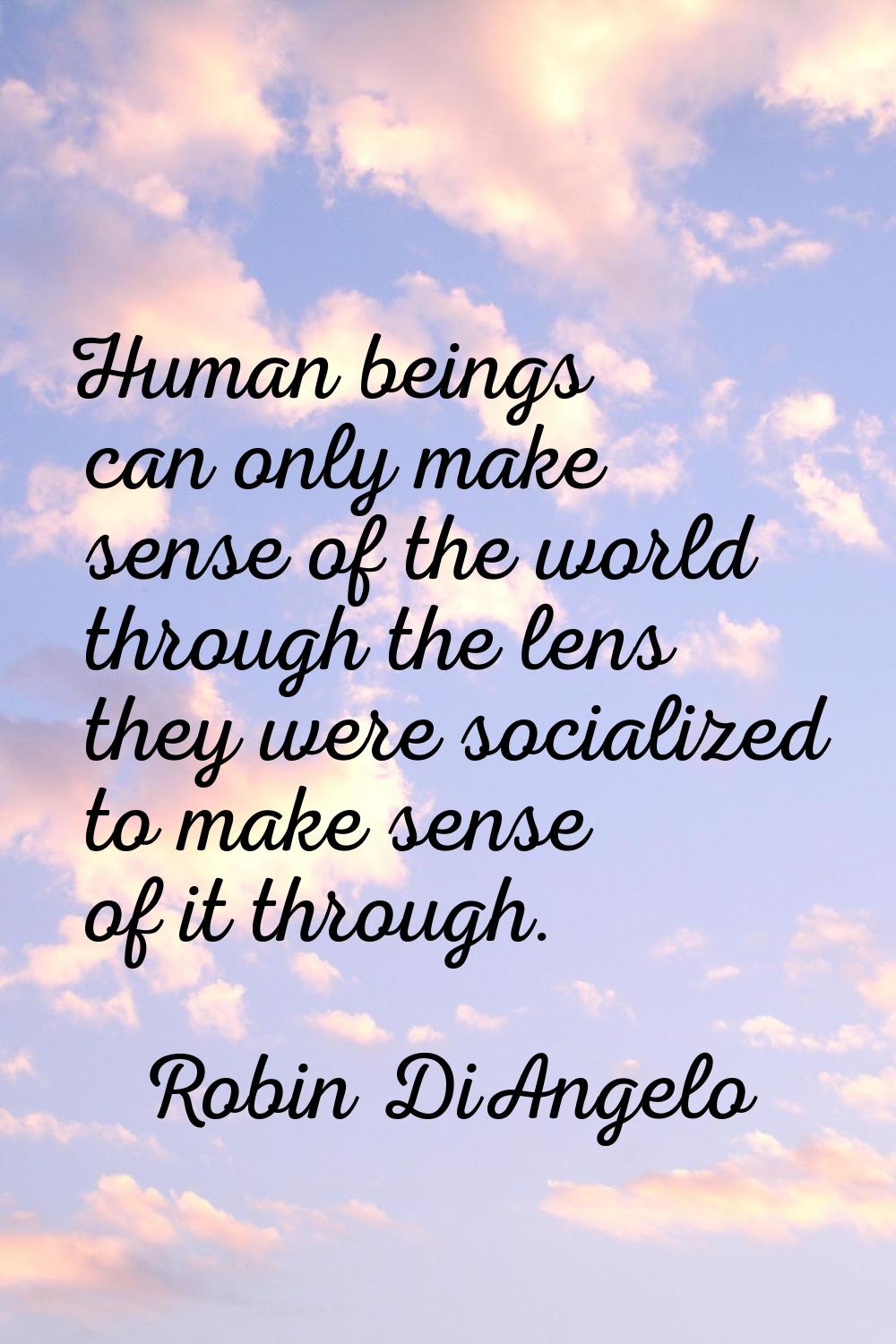 Human beings can only make sense of the world through the lens they were socialized to make sense o
