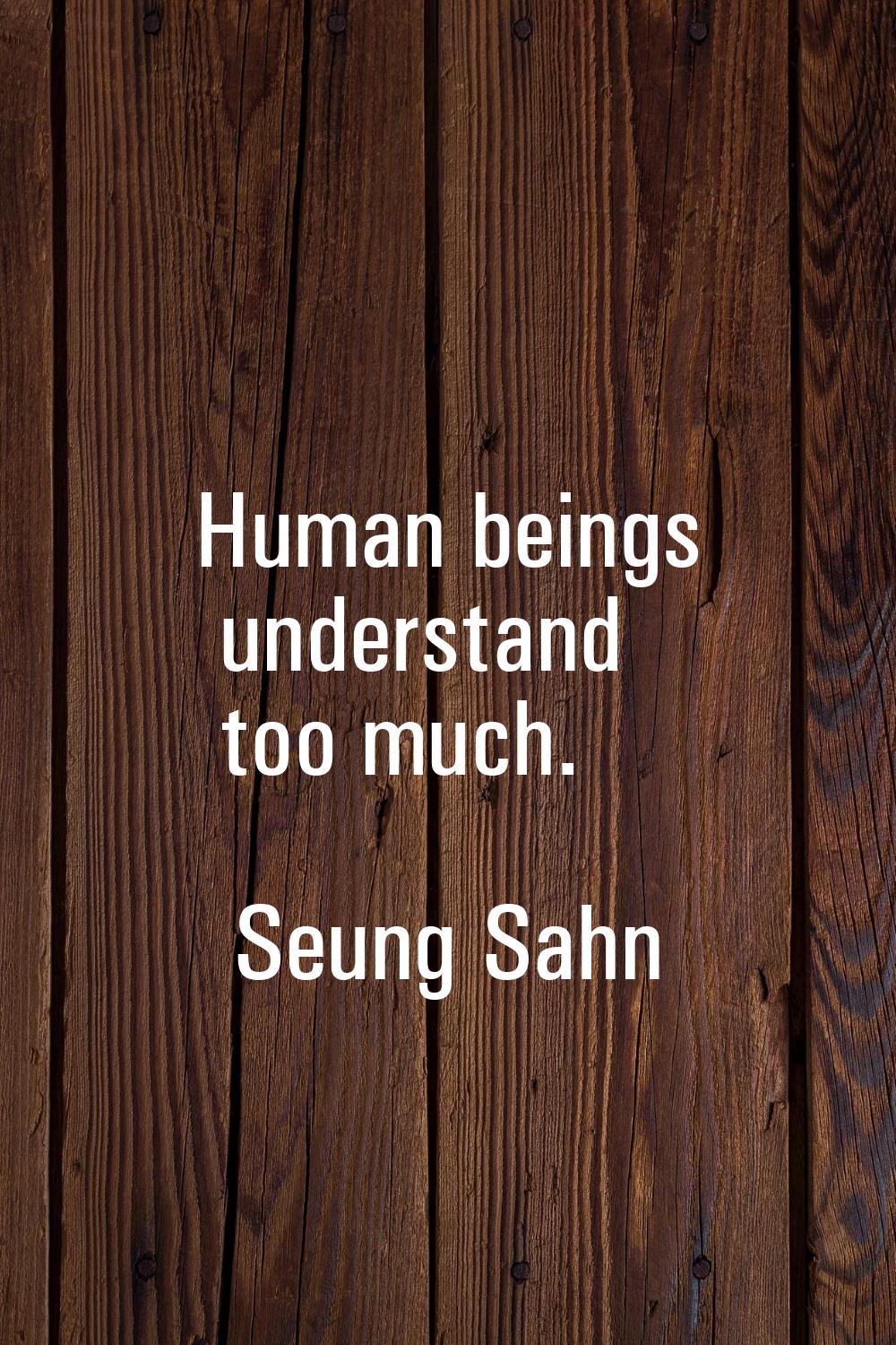 Human beings understand too much.