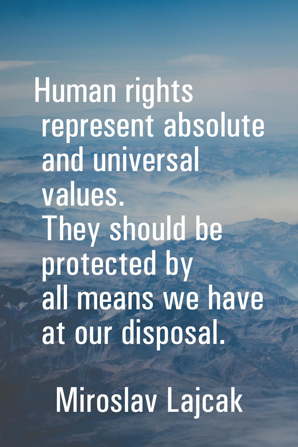 Human rights represent absolute and universal values. They should be protected by all means we have