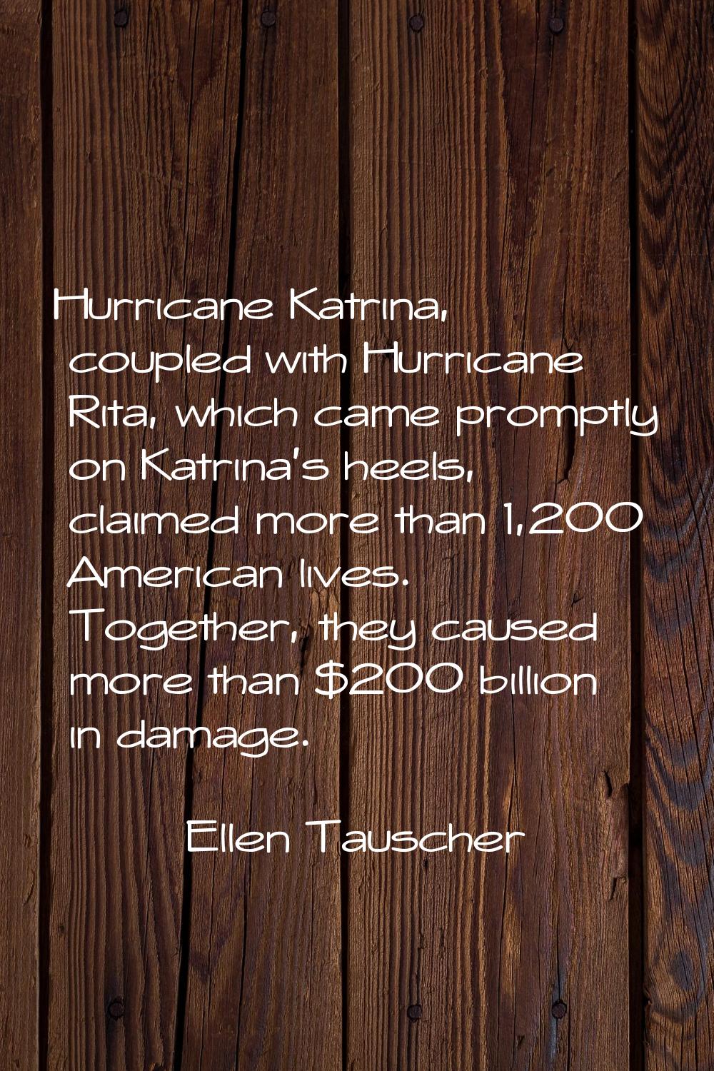 Hurricane Katrina, coupled with Hurricane Rita, which came promptly on Katrina's heels, claimed mor